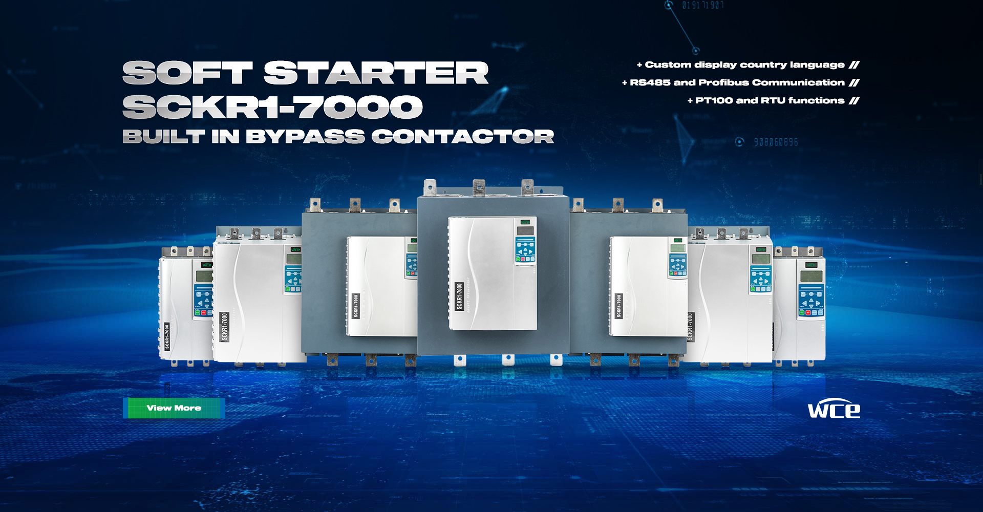 Funksjoner i SCKRR1-7000-serien Soft Starter